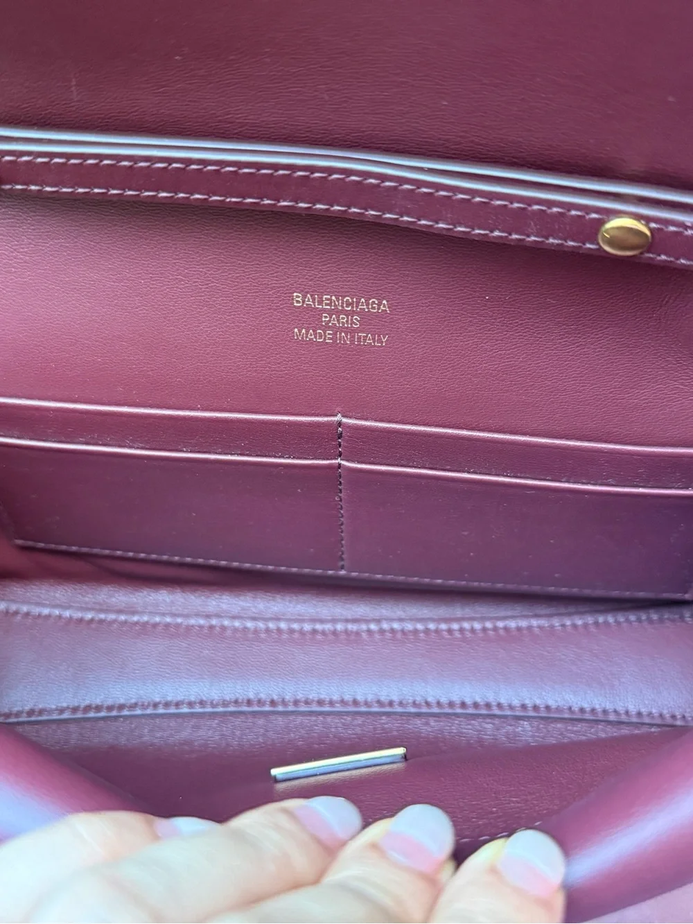 Balenciaga Smooth Calfskin Small Bel Air Clutch On Strap Burgundy